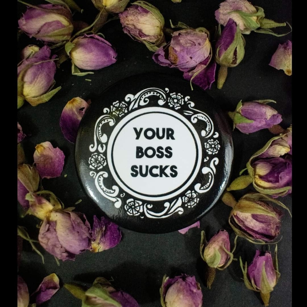 Large Pro Union worker pin - 2.25 inch pinback button - Picture 3 of 4